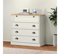 Ziaphsol Commode Vigo Blanc 80x40x76 cm en Bois Massif de pin avec tiroirs spacieux pour Chambre Salon entrée ou Bureau, Design Rustique, Facile à Entretenir, idéal pour Rangement Pratique et élégant