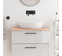Ziaphsol Comptoir de salle de bain en bois massif de chêne non traité 80x60 cm avec bord vivant, surface naturelle, idéal pour rénovation, décoration, étagère ou dessus de meuble