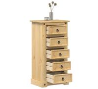 Ziaphsol Corona Solid Pine Wood Nightstand 53x39x103 cm with 5 Drawers Rustic Modern Bedroom Side Table for Living Room and Bedroom Decor