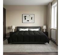 Ziaphsol Couette d'été rembourrée noire 200 x 200 cm en microfibre respirante avec côté velours doux pour chambre à coucher, chambre d'amis, couvre-lit