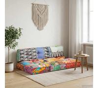 Ziaphsol Coussin pour canapé en palettes, multicolore, 100 % coton avec mousse et polyester, 120 x 80 x 39 cm, design patchwork pour intérieur et extérieur, confort dans le jardin et le salon
