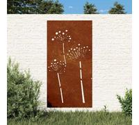Ziaphsol Décoration murale de jardin en acier Corten - 105 x 55 cm - Design floral - Décoration murale en métal résistant aux intempéries - Faible entretien - Aspect rouille