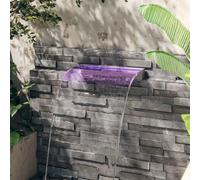 Ziaphsol Déversoir pour Cascade en INOX 60 cm avec LED RVB pour Bassin, Jardin ou Piscine, décoration extérieure ou intérieure, Ambiance relaxante, éclairage coloré, résistant à la Corrosion