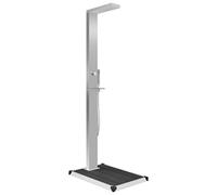 Ziaphsol Douche de jardin avec élément de sol en WPC et acier inoxydable, panneau de douche de 210 cm avec douche à pluie, cascade, massage et douchette à main pour piscine, jacuzzi, spa et jardin