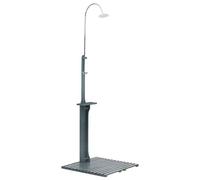 Ziaphsol Douche de jardin en bois anthracite en bois de sapin massif avec finition à l'huile, pommeau de douche et tuyau en acier inoxydable, 75 x 75 x 221 cm, pression d'eau réglable pour jardin