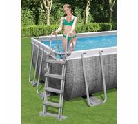Ziaphsol Échelle de Piscine à 4 marches Flowclear 122 cm en métal Robuste avec marches antidérapantes pour Piscine Hors Sol sécurité Facile d'accès et Sortie Pratique pour Enfants et Seniors