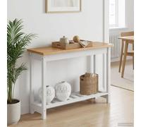 Ziaphsol Ekai Table console étroite blanche 112 x 35 x 76 cm en pin massif, surface laquée avec Live Edge, pour couloir, couloir et salon