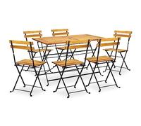 Ziaphsol Ensemble à Manger d'extérieur Pliable 7 pièces en Bois d’Acacia Massif avec Acier, Table 120x70 cm, 6 chaises Pliantes pour Jardin terrasse Balcon Patio Repas détente
