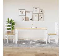 Ziaphsol Ensemble à Manger Panama 3 pièces Blanc en Bois de pin Massif avec Table 160x80 cm et 2 chaises Robustes pour Cuisine Salle à Manger Salon séjour Convivial