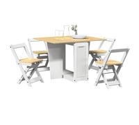 Ziaphsol Ensemble à Manger Papillon 5 pièces en Bois de pin Pliable Blanc avec Table Extensible et chaises compactes pour Cuisine Salon séjour Convivial