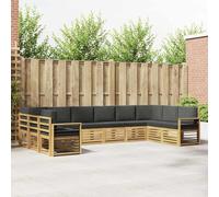 Ziaphsol Ensemble canapé d'angle 10 pièces Bois d'acacia Massif Blanc et Anthracite 363x187,5 cm modulaire avec Coussins pour Jardin terrasse Salon extérieur