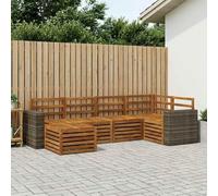 Ziaphsol Ensemble canapé d'angle 6 pièces Bois d'acacia Naturel 255x136,5x73 cm mobilier extérieur Salon modulable résistant intempéries Facile Entretien pour Jardin terrasse