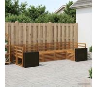 Ziaphsol Ensemble canapé d'angle 7 pcs en Bois d'acacia Massif Naturel 304x136,5x73 cm modulable pour Jardin Patio extérieur mobilier Salon Durable Design Moderne