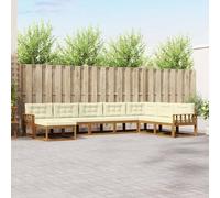 Ziaphsol Ensemble canapé d'extérieur 8 pièces en Bois d'acacia Massif Naturel et crème, mobilier Salon Moderne pour Jardin Patio Piscine, Design à Lattes Durable et Confortable avec Coussins