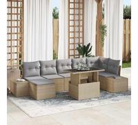Ziaphsol Ensemble canapé Jardin 8 pcs Beige Poly rotin modulaire avec Table Basse réglable Grand Rangement pour terrasse Balcon Patio convivialité et détente extérieure