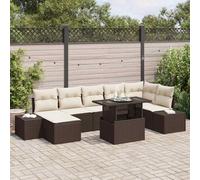 Ziaphsol Ensemble canapé Jardin 8 pièces Marron Poly rotin modulaire avec Table Basse réglable et Grand Espace Rangement pour terrasse Balcon Patio extérieur détente Repas