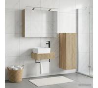 Ziaphsol Ensemble d'armoire de Salle de Bain Moderne en Bois d'ingénierie avec éclairage LED 4 pièces Pratique pour Rangement Efficace dans Espace Compact
