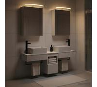 Ziaphsol Ensemble d'armoire de Salle de Bain Moderne en Bois d'ingénierie avec lumières LED Miroir Mural Grande capacité Rangement 5 pièces Blanc pour intérieur