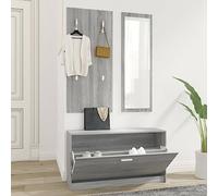 Ziaphsol Ensemble d'armoires à Chaussures 3-en-1 Sonoma Gris avec Miroir Mural et Porte-Manteau pour entrée, Rangement Pratique, Meuble modulable, idéal pour Couloir, Chambre ou vestiaire