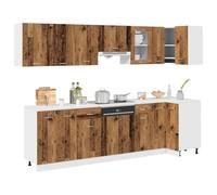 Ziaphsol Ensemble de 11 Meubles de Cuisine Lyon en Bois d'ingénierie Vieilli pour Rangement Pratique Armoire Buffet et étagère pour Salle à Manger Salon
