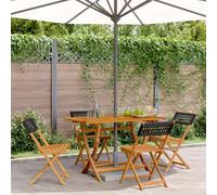 Ziaphsol Ensemble de 4 chaises de Jardin Pliantes Noires en Poly rotin et Bois Massif pour terrasse Patio Balcon mobilier extérieur Robuste et léger pour détente et Repas