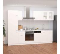 Ziaphsol Ensemble de 8 Meubles de Cuisine Lyon en Bois d'ingénierie Blanc pour Rangement Efficace Armoire Buffet et étagère avec Porte et tiroir adapté à Salle à Manger et Salon