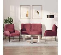 Ziaphsol Ensemble de canapé 3 pièces, bordeaux, 115 x 56 x 80 cm, contreplaqué, design moderne, pour salon et bureau, avec fonction sommeil, fonction détente, extensible, lit d'invité, durable