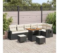 Ziaphsol Ensemble de canapé de Jardin 9 pcs Noir polyrotin mobilier extérieur Salon Jardin terrasse Balcon Patio détente Repas apéritif réception Coussin Assise Dossier accoudoir Module