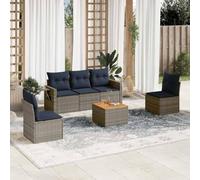 Ziaphsol Ensemble de canapé de Jardin modulable 6 pièces en résine tressée Grise, canapé Fauteuil Pouf Angle élément siège pour terrasse Balcon Patio véranda Lounge avec Coussins Amovibles