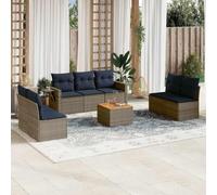 Ziaphsol Ensemble de canapé de Jardin modulable 8 pièces en résine tressée Grise, canapé Fauteuil Pouf Angle élément siège avec accoudoirs, Coussins Amovibles, terrasse Patio Balcon Lounge extérieur