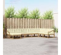 Ziaphsol Ensemble de canapé d'extérieur 8 pièces blanc crème en bois d'acacia massif avec dossier à lattes et salon pour terrasse, salon, jardin, salle à manger, salon confortable