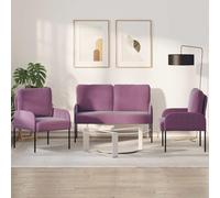 Ziaphsol Ensemble de canapé moderne 3 pièces violet avec coussins, pieds en contreplaqué et housse en polyester pour salon, salon, lit d'appoint, fonction relaxation, 115 x 56 x 80 cm, montage facile