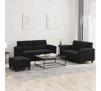 Ziaphsol Ensemble de canapés 3 pièces avec Coussins Noir en Tissu Microfibre résistant, canapé modulable 2 Places, Banquette, méridienne, Relax inclinable, idéal Salon séjour Chambre Bureau