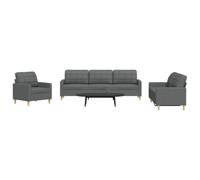 Ziaphsol Ensemble de canapés 3 pièces Gris foncé en Tissu avec méridienne modulable, canapé Convertible réversible, Relax inclinable pour Salon séjour Chambre Bureau