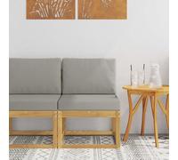 Ziaphsol Ensemble de canapés d'extérieur modulable Blanc et Gris Clair en Bois d'acacia Massif, canapé Fauteuil Pouf Angle Module élément siège