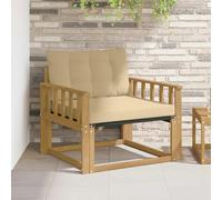 Ziaphsol Ensemble de canapés d'extérieur modulable, canapé Fauteuil, Pouf, Angle, élément, siège, Banquette en Bois d'acacia Massif avec Coussin Beige, terrasse et Jardin Lounge