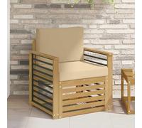 Ziaphsol Ensemble de canapés d'extérieur modulable en Bois d'acacia Massif Blanc avec Coussins Beige, canapé Fauteuil Pouf Angle Module siège Banquette Sofa méridienne pour Jardin terrasse Balcon