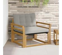Ziaphsol Ensemble de canapés d'extérieur modulable en Bois d'acacia Massif, Cadre Blanc avec Coussins Gris Clair, canapé Fauteuil Pouf Angle élément siège pour Jardin terrasse Balcon Patio véranda