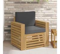 Ziaphsol Ensemble de canapés d'extérieur modulable en Bois d'acacia Massif, Cadre Blanc, Coussins Anthracite, canapé Fauteuil Pouf Angle élément siège pour Jardin terrasse Balcon Patio véranda Lounge