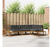 Ziaphsol Ensemble de canapés d'extérieur modulable en Bois d'acacia Massif Naturel et Anthracite, canapé Fauteuil Pouf Angle siège Banquette, Salon Jardin terrasse Patio véranda Lounge pour détente
