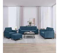 Ziaphsol Ensemble de canapés modulables 4 pièces en Velours Bleu avec Coussins, canapé Convertible réversible, canapé Relax inclinable, Banquette méridienne pour Salon ou Chambre