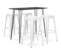 Ziaphsol Ensemble de Meuble de Bar Noir et Blanc 5 pièces pour Salon séjour Cuisine Convivial et Organisation Moderne