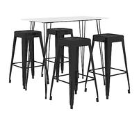 Ziaphsol Ensemble de Meuble de Salle à Manger Blanc et Noir pour Salon séjour Cuisine avec Table et 4 chaises empilables Robuste Design Moderne