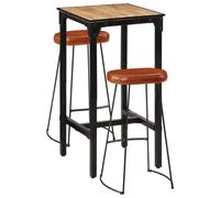 Ziaphsol Ensemble de Meuble de Salle à Manger en Bois de manguier Massif et métal Comprenant Une Table de Bar et Deux chaises avec Rangement et Design Industriel pour Salon séjour Convivial