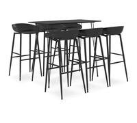 Ziaphsol Ensemble de Meuble de Salle à Manger Noir Comprenant Une Table de Bar et Six tabourets avec siège Ergonomique, idéal pour Salon, Cuisine ou Coin Convivial, Robuste et Durable