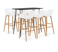 Ziaphsol Ensemble de Meuble de Salle à Manger Noir et Blanc Comprenant Une Table de Bar en MDF et métal avec 6 tabourets en PP et métal pour Cuisine Salon séjour Convivial