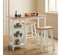 Ziaphsol Ensemble de Meuble Salle à Manger Blanc en MDF avec Table et Deux tabourets Design Classique idéal pour Salon séjour Convivial Espace Repas