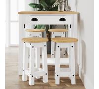 Ziaphsol Ensemble de Meuble Salle à Manger en Bois de pin Massif Blanc avec Table Pliable et 4 tabourets pour Cuisine Salon séjour Convivial
