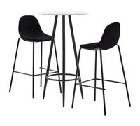 Ziaphsol Ensemble de Meuble Salle Manger avec Table et 2 chaises de Bar Modernes en Tissu Noir et MDF Blanc pour Salon, séjour ou Espace Convivial, idéal pour Repas, réception ou Organisation