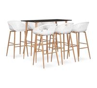 Ziaphsol Ensemble de Meuble Salle Manger Noir et Blanc avec Table et 6 chaises en métal et MDF pour Salon séjour Convivial, idéal pour Organiser Espace Repas et Cuisine Moderne